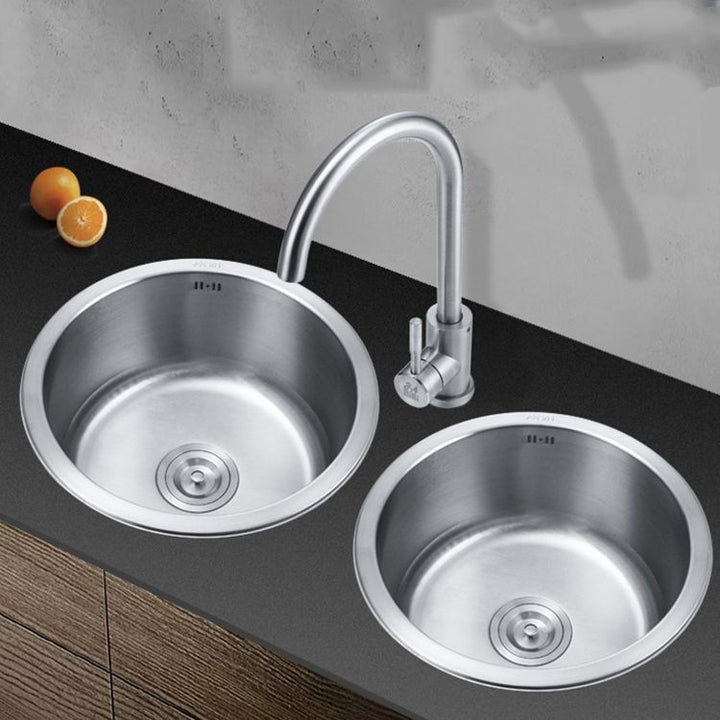 Lisslune | Round Single Bowl Kitchen Sink Stainless Steel Sink with Drain Strainer Set