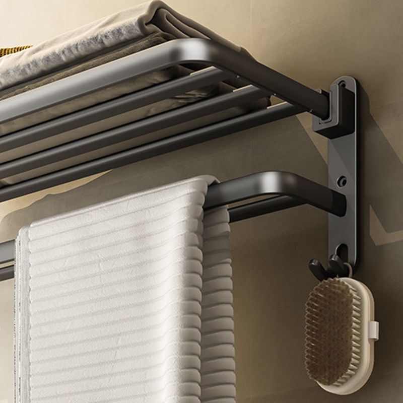 Lisslune | Contemporary Bathroom Accessory Set Gray Aluminum Bathroom Shelf/Towel Holder/Bathtub Hook