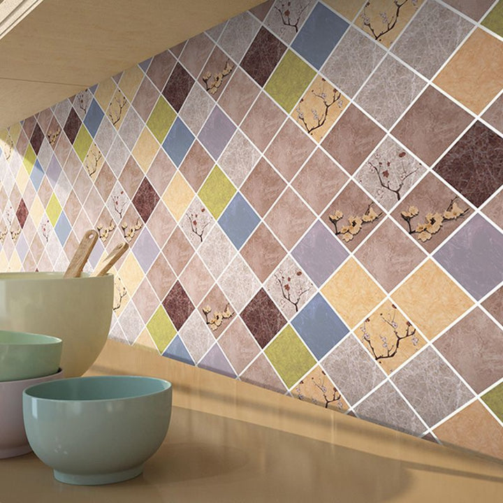 Lisslune | Peel and Stick Wall Tile Plastic Square Mosaic Waterproof Peel and Stick Wall Tile