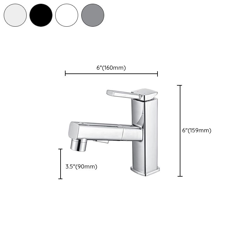 Lisslune | Contemporary Vessel Sink Faucet Copper Single Handle Low Arc Pull-Out Vessel Sink Faucet