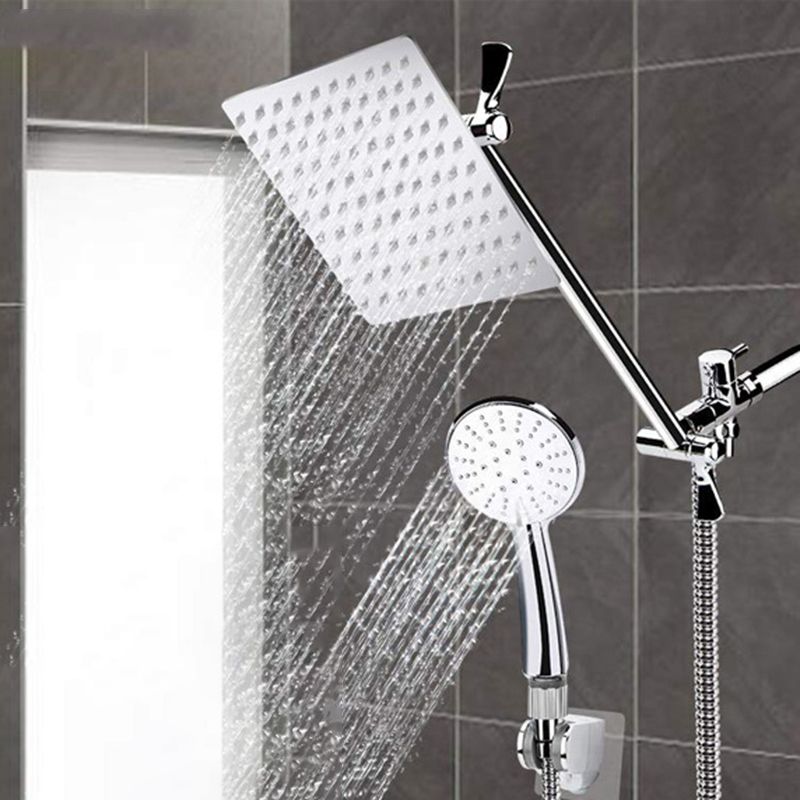 Lisslune | Modern Style Dual Shower Head 9-Spray Silver Wall Mount Shower Head