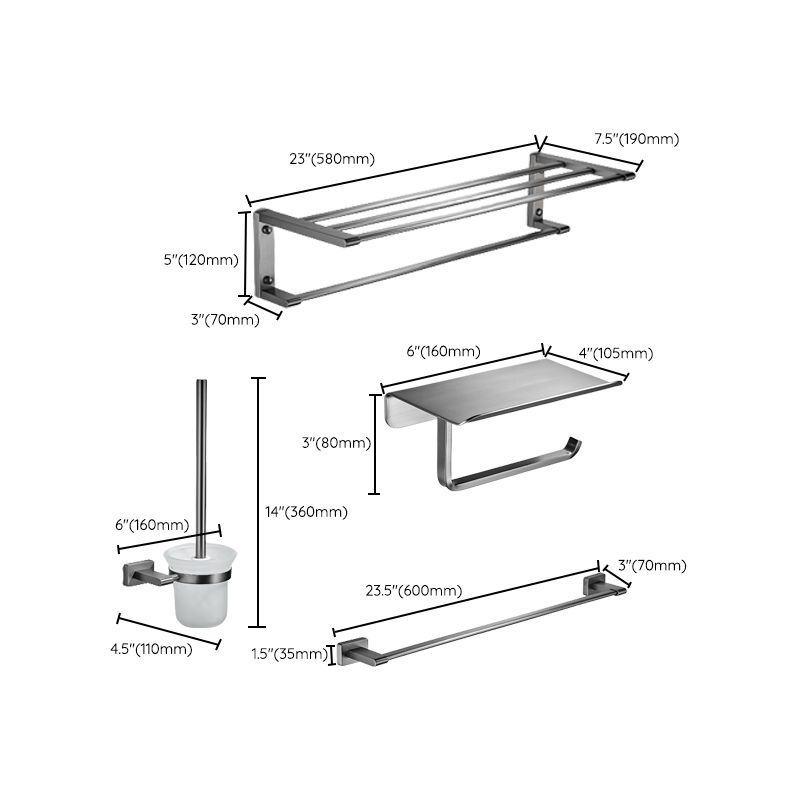 Lisslune | Matte Gray Bathroom Set Metal Bathroom Accessories Hardware Set
