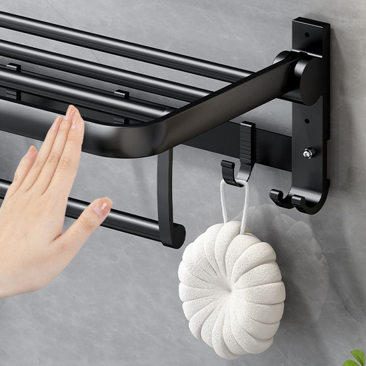Lisslune | Classic Bathroom Accessories Set in Aluminum Black Finish Bathrobe Hook/ Towel Bar