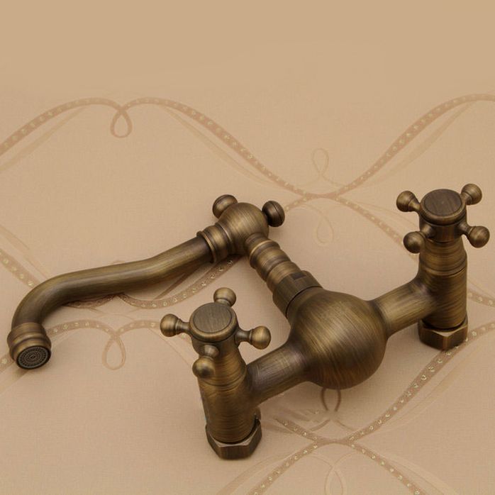 Lisslune | Traditional Wall-Mounted Copper Clawfoot Bathtub Faucet Trim Low Arc Clawfoot Bathtub Faucet