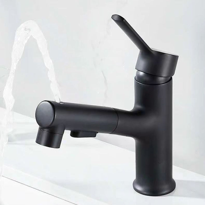 Lisslune | Modern sink faucet copper 1-handle low arc pull-out sink faucet for bathroom