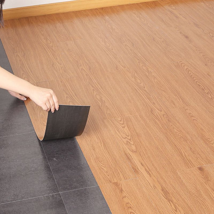 Lisslune | PVC Flooring Peel and Stick Smooth Wood Look Rectangular Vinyl Floor