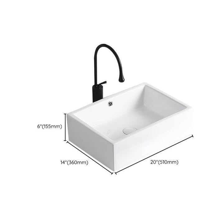 Lisslune | Modern Vessel Sink Porcelain Rectangular Vessel Sink (Not Included Faucet)