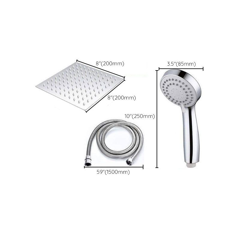 Lisslune | High Pressure 8 Inch Shower Set 3-Function Hand Shower Stainless Steel Square Ceiling Shower Head