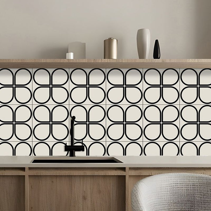 Lisslune | Beige Tone Peel & Stick Tile Square Pattern Print Single Tile