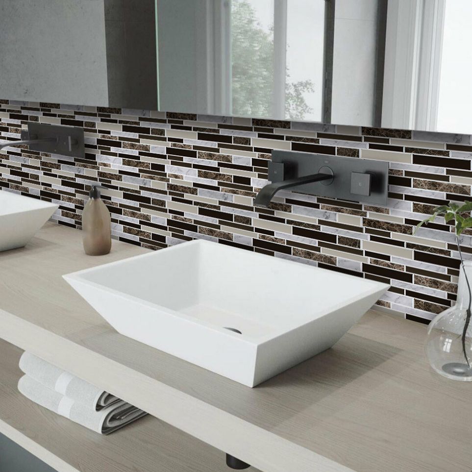 Lisslune | Peel and Stick Wall Tile Rectangle PVC Subway Waterproof Peel & Stick Tile 10-Pack