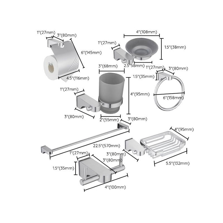 Lisslune | 6-piece Chrome Bathroom Accessory as Individual Piece or as Set with Towel Ring Bar
