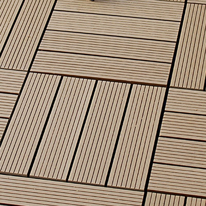 Lisslune | 12" X 12" 4-Slat Square Deck/Patio Floor Tiles Snap Installation Floor Plank Tiles