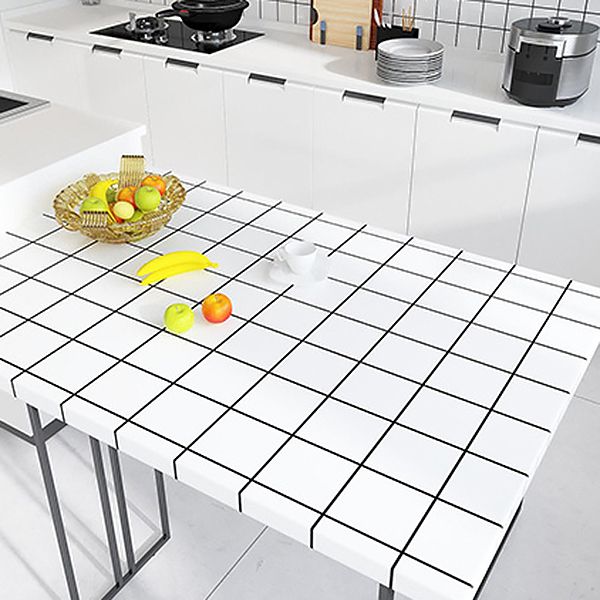 Lisslune | White Peel & Stick Tile Mirror Plastic Grid Wallpaper for Kitchen and Bathroom