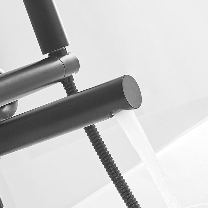 Lisslune | Swivel spout bathtub faucet single lever handle hand shower bathtub filling valve with shower hose
