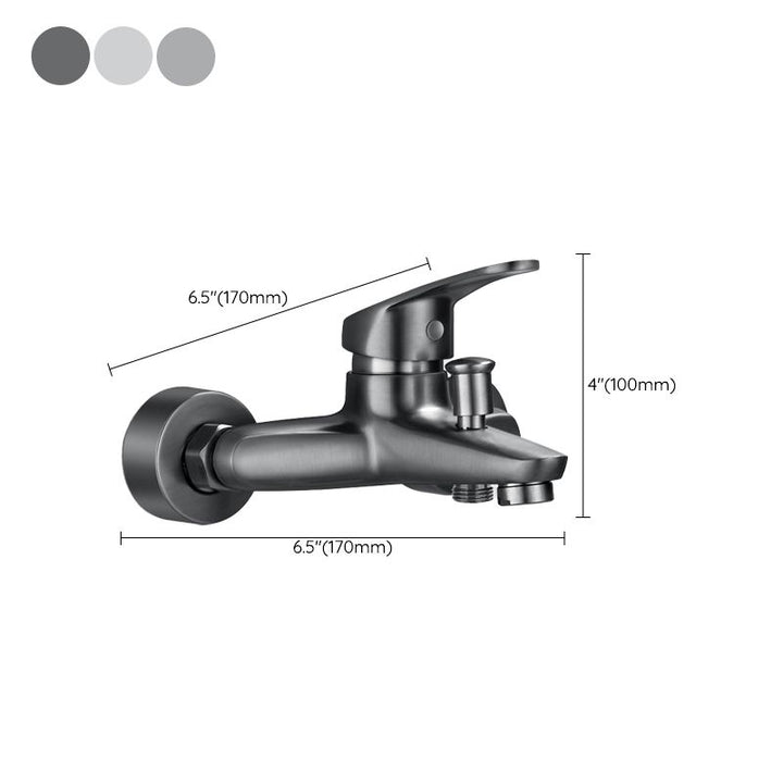 Lisslune | Solid Bathtub Faucet Handheld Shower Hose Lever Handle Wall-Mounted 2 Holes Bathtub Fill Valve
