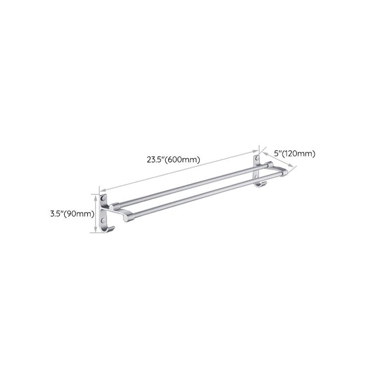 Lisslune | Silver Contemporary Bathroom Hardware Set Stainless Steel Aluminum Bathroom Set