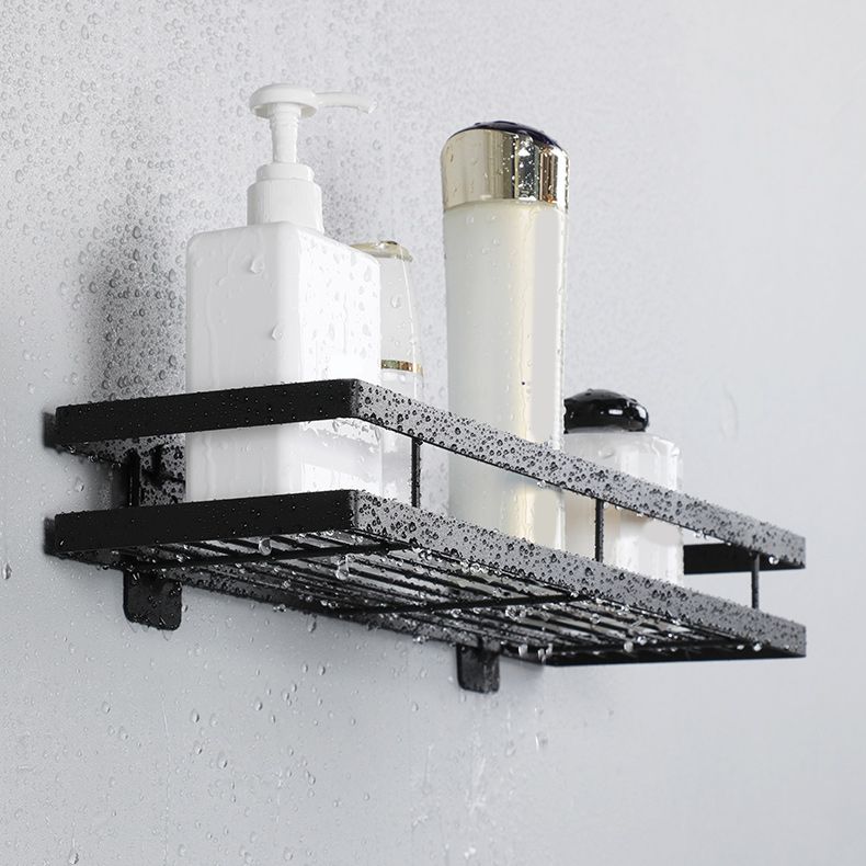 Lisslune | 2-piece bathroom shelf made of matte black metal bathroom hardware set