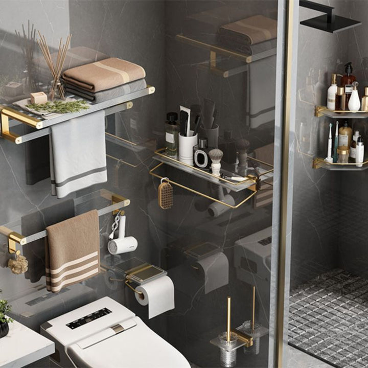Lisslune | Modern Bathroom Accessories Set Bathroom Shelf Gold Towel Holder Bathroom Hardware Set