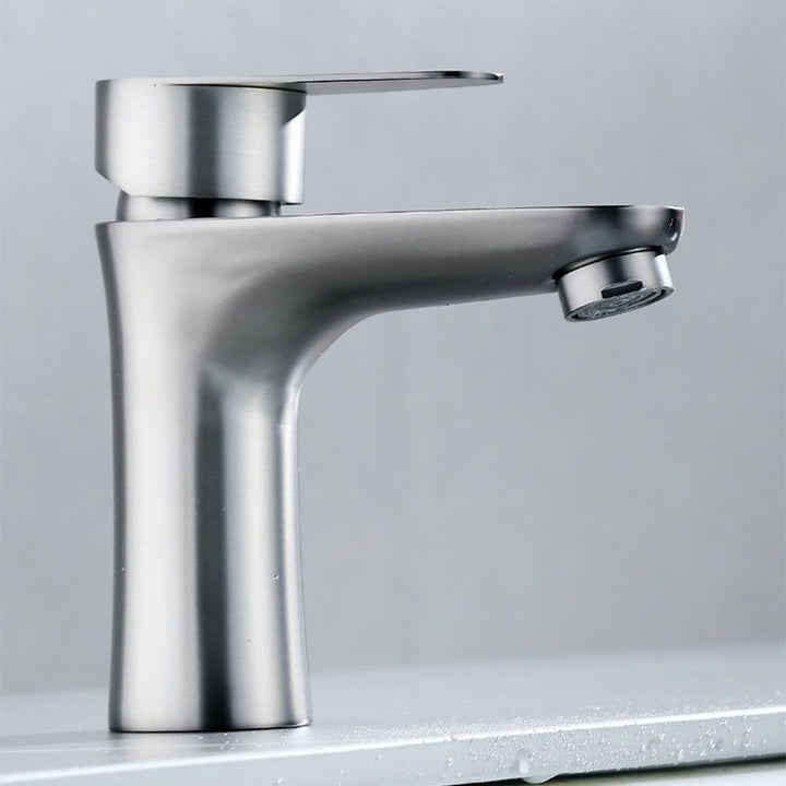 Lisslune | Contemporary Stainless Steel Basin Tap Lever Handles Low Arc Basin Mixer