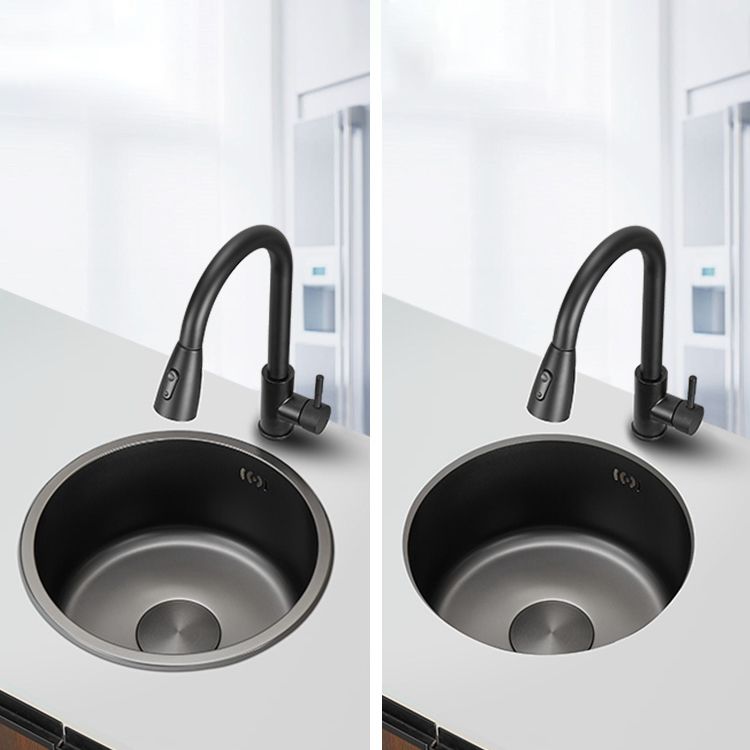 Lisslune | Kitchen Sink Round Single Bowl Color and Scratch Resistant Under-mounted Stainless Steel Kitchen Sink