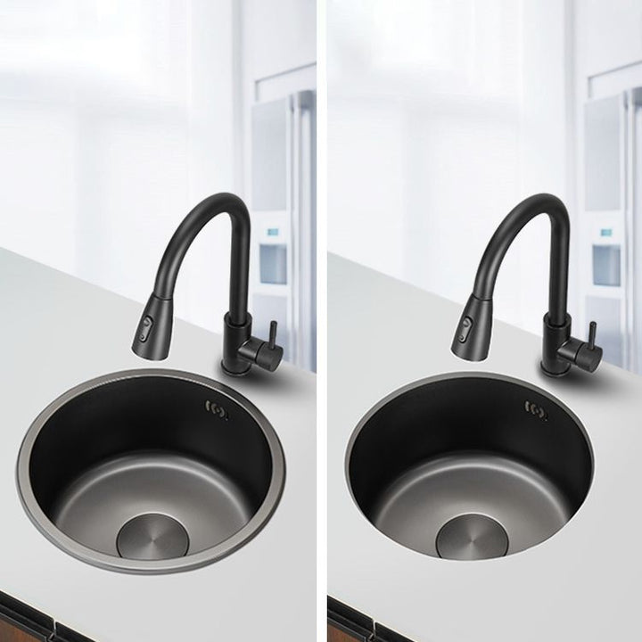 Lisslune | Kitchen Sink Round Single Bowl Color and Scratch Resistant Under-mounted Stainless Steel Kitchen Sink