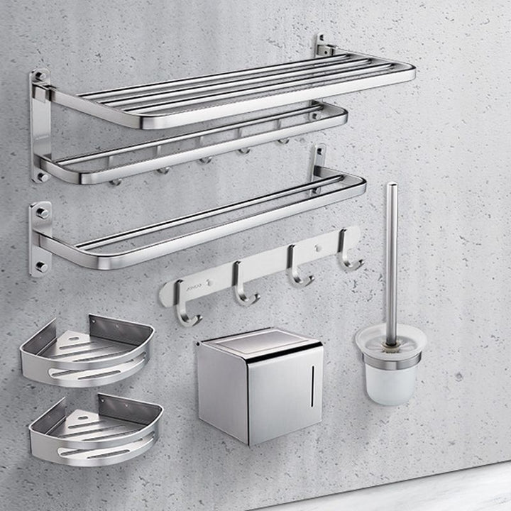 Lisslune | Contemporary bathroom accessory set made of aluminum with towel holder/bath shelf