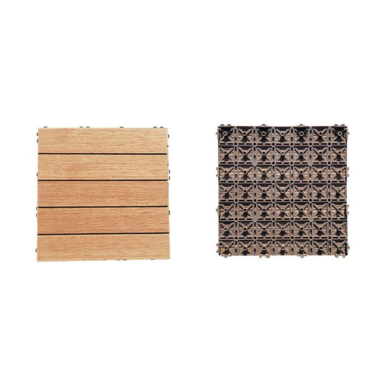 Lisslune | Teak-Finish 5-Slat Square Wooden Floor Tiles Connection Garden Tiles