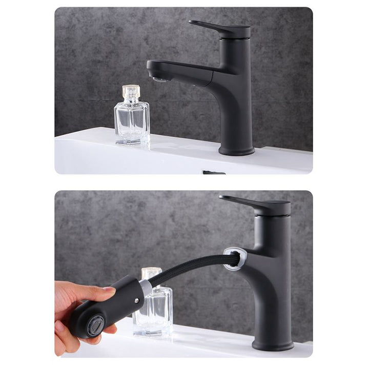 Lisslune | Contemporary Basin Faucet Copper Pure Color Single Handle Pull-Out Basin Faucet