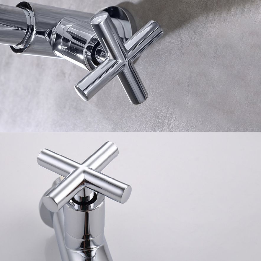 Lisslune | Glam Wall-mounted Bathroom Faucet Copper Single Handle Low Arc Faucet for Bathroom