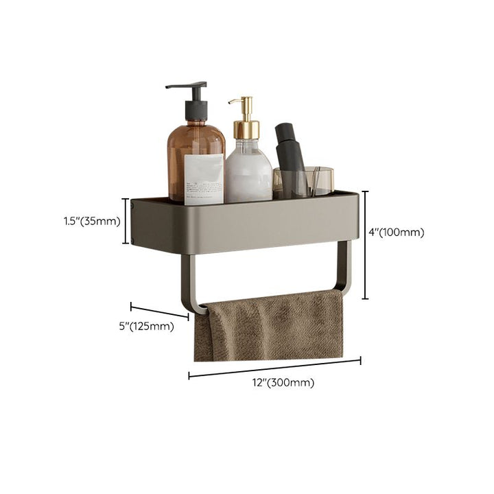 Lisslune | Contemporary Aluminum Bathroom Accessories Set Gray Bath Shelf