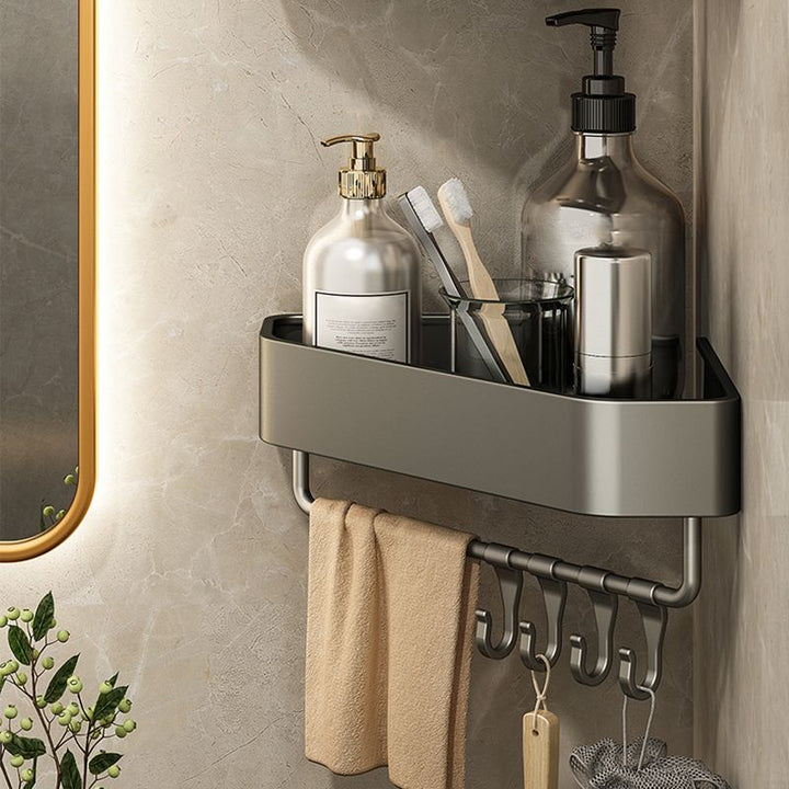 Lisslune | Adhesive Holder Metal Bathroom Accessory Single Piece or in Set with Shelf
