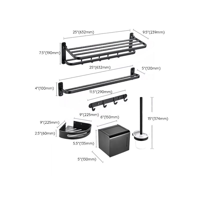 Lisslune | Modern black bathroom accessories set towel holder bathroom shelf bathroom faucet set