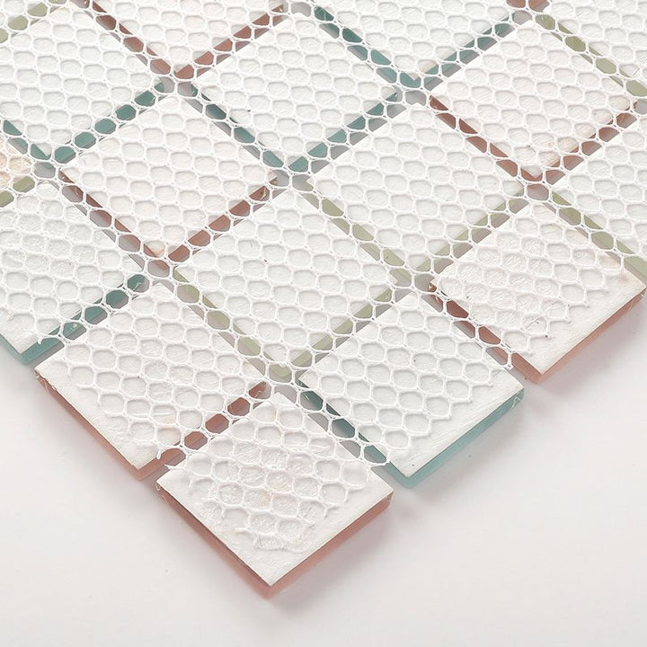 Lisslune | 12" x 12" Peel & Stick Glass Square Grid Mosaic Peel and Stick Tile 10-Pack