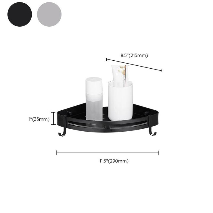 Lisslune | Modern Aluminum Bathroom Accessory Set Black/ Silver Bathroom Shelf