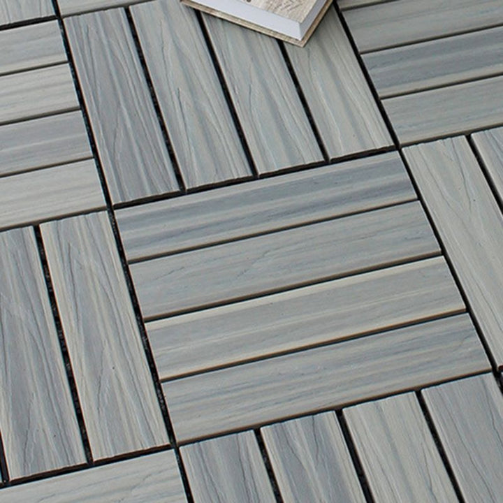 Lisslune | 12" X 12" 4-Slat Square PVC Floor Tiles With Interlocking Installation Floor Plates Tiles