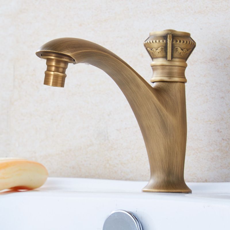 Lisslune | Brass Farmhouse Sink Basin Mixer Single Hole Faucet Knob Handle Bathroom Faucet