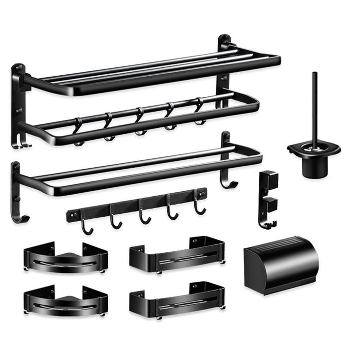 Lisslune | Modern Aluminum Bathroom Hardware Set Black Bathroom Accessories Set