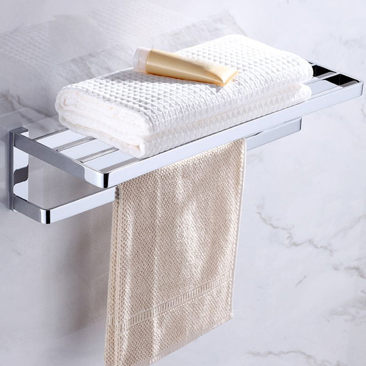 Lisslune | Chrome brass modern bathroom accessory set with towel bar/ ring/ paper holder & bathrobe hook