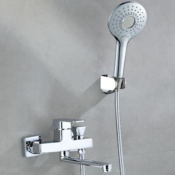 Lisslune | Wall Mounted Bathtub Faucet Trim Polished Chrome Swivel Spout with Hand Shower