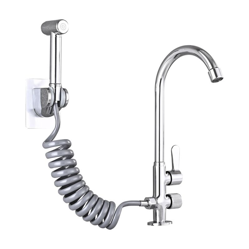 Lisslune | Single Cold Water Valve Uniform Color High Arc Deck Mounted Bathtub Faucet
