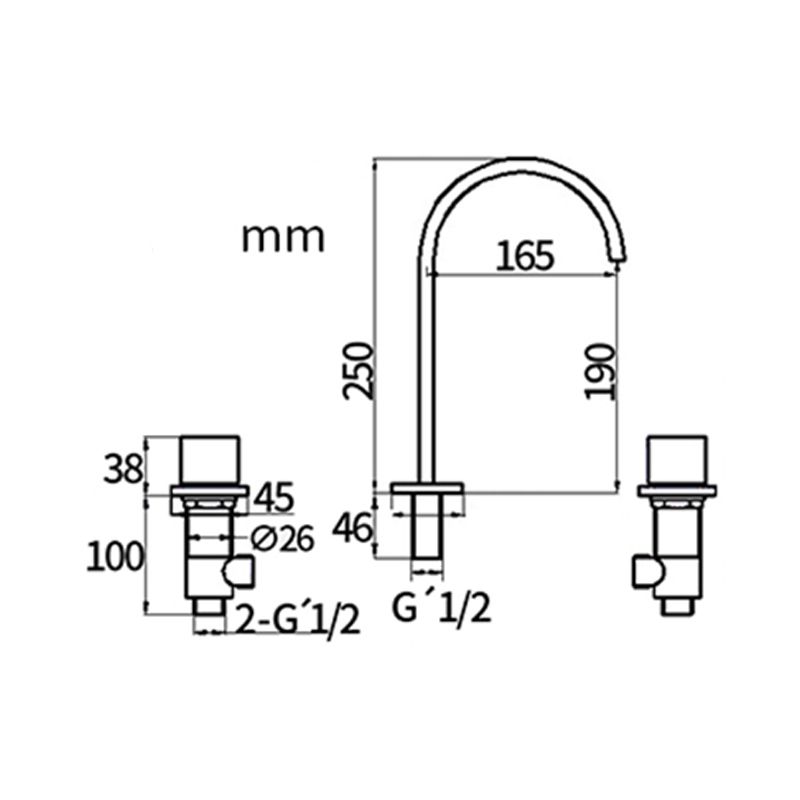 Lisslune | Traditional Style Roman Tub Faucet Copper Wall Mounted Roman Tub Faucet