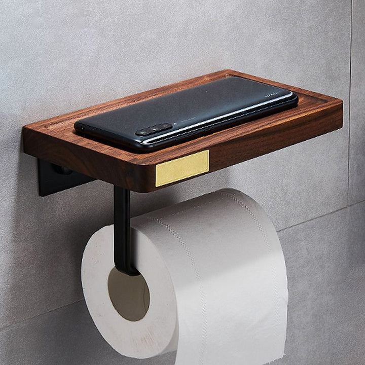 Lisslune | Metal Bathroom Accessories Set Walnut Brown Bathroom Accessories Set