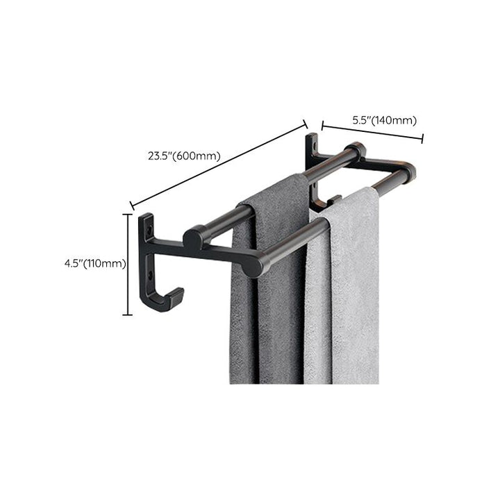 Lisslune | Modern Aluminum Bathroom Accessory Set Matte Black Bathroom Shelf/Towel Holder/Paper Holder