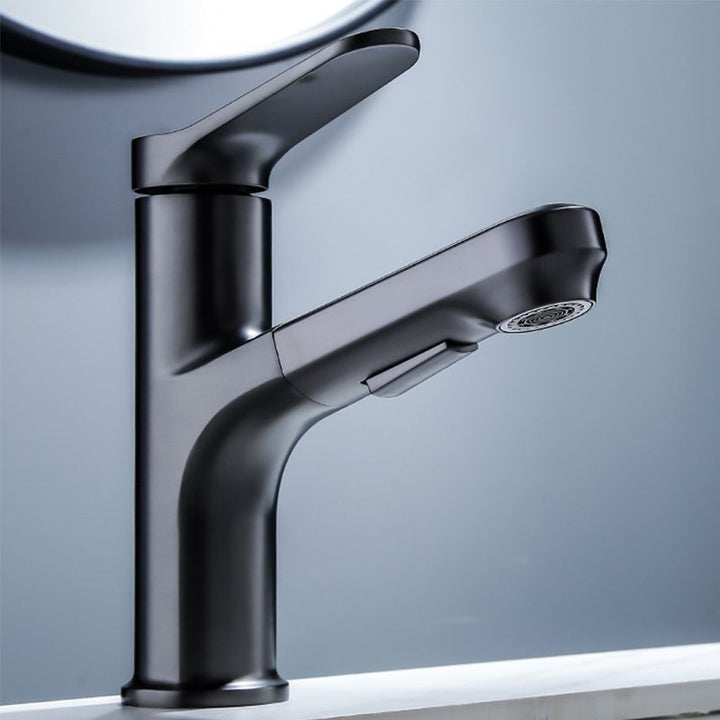 Lisslune | Vessel Sink Faucet Modern Pull-Out Bathroom Faucet with One Lever Handle