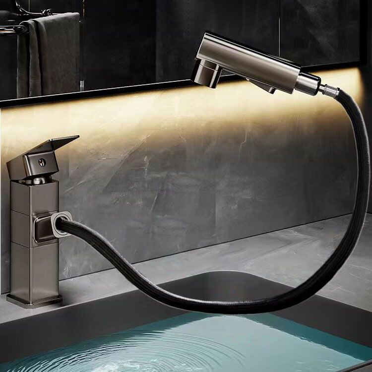 Lisslune | Bathroom Vessel Faucet Swivel Spout Single Handle Faucet with Pull-Out Spray Head