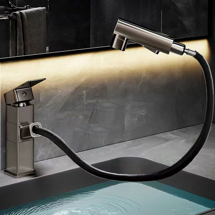 Lisslune | Bathroom Vessel Faucet Swivel Spout Single Handle Faucet with Pull-Out Spray Head