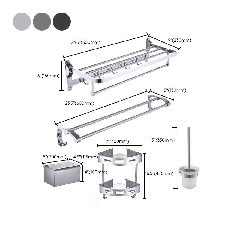Lisslune | Contemporary Metal 5-piece Bathroom Accessories Set with Bath Shelf