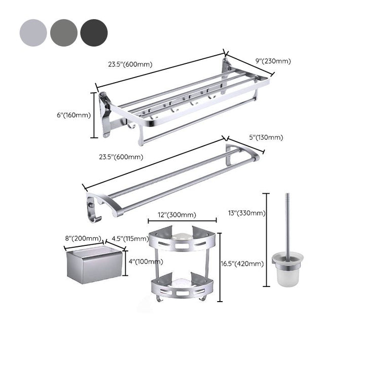 Lisslune | Contemporary Metal 5-piece Bathroom Accessories Set with Bath Shelf