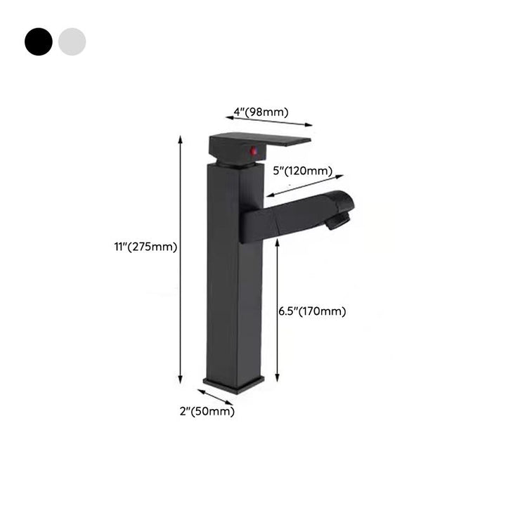Lisslune | Lever Handle Faucet Contemporary Pull-Out Faucet for the Bathroom