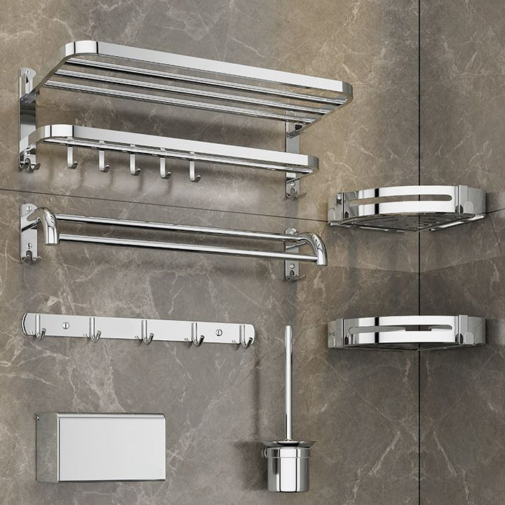 Lisslune | Modern Bathroom Accessory Set Made of Chrome-Plated Stainless Steel with Bathrobe Hook/Towel Bar